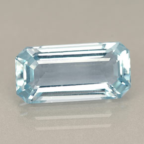 Aguamarina azul natural de 5,03 ct, corte esmeralda, VVS
