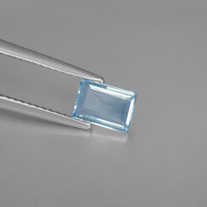 Aguamarina azul natural de 0,63 ct, baguette, VS
