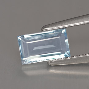 Aguamarina azul natural de 0,63 ct, baguette, VS