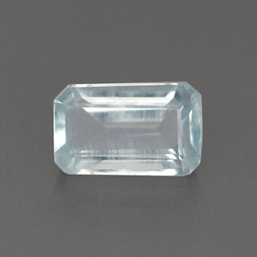 Aguamarina azul natural de 1,07 ct, corte esmeralda, VS