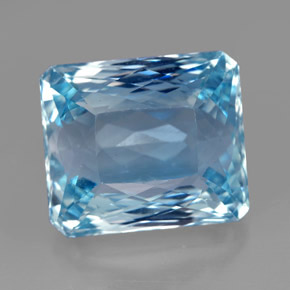 Aguamarina azul natural de 13,06 ct, corte esmeralda, VS