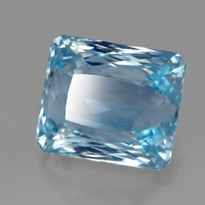 Aguamarina azul natural de 13,06 ct, corte esmeralda, VS