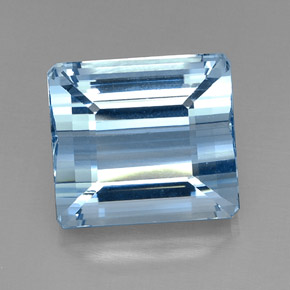 Aguamarina azul natural de 20,71 ct, corte esmeralda, VVS
