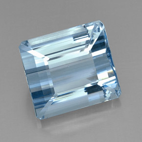 Aguamarina azul natural de 20,71 ct, corte esmeralda, VVS