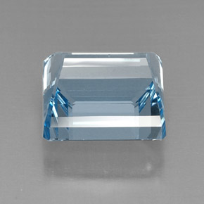 Aguamarina azul natural de 20,71 ct, corte esmeralda, VVS