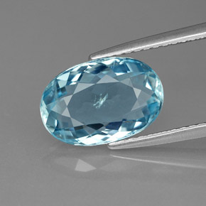 Aguamarina azul natural de 2,80 ct, corte óvalo, VS