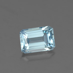 Aguamarina azul natural de 0,96 ct, corte esmeralda, VVS