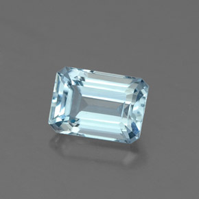 Aguamarina azul natural de 0,96 ct, corte esmeralda, VVS