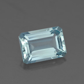 Aguamarina azul natural de 1,51 ct, corte esmeralda, VVS