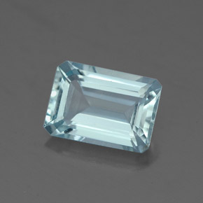 Aguamarina azul natural de 1,51 ct, corte esmeralda, VVS