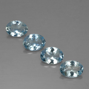 Gemas de aguamarina azul natural de  ct, corte óvalo, VVS