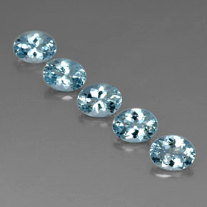Gemas de aguamarina azul natural de  ct, corte óvalo, VVS