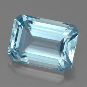 Aguamarina azul natural de 4,30 ct, corte esmeralda, VVS-VS
