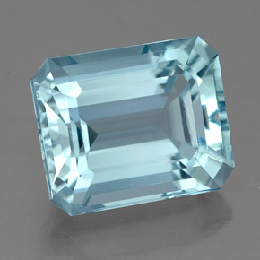 Aguamarina azul claro natural de 4,12 ct, corte esmeralda, IF