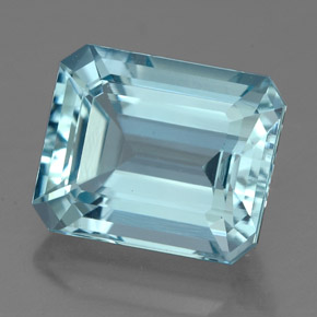 Aguamarina azul claro natural de 4,12 ct, corte esmeralda, IF