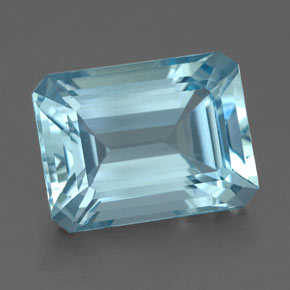 Aguamarina azul natural de 4,00 ct, corte esmeralda, VVS