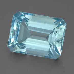 Aguamarina azul natural de 4,00 ct, corte esmeralda, VVS