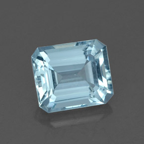 Aguamarina azul natural de 1,64 ct, corte esmeralda, VVS