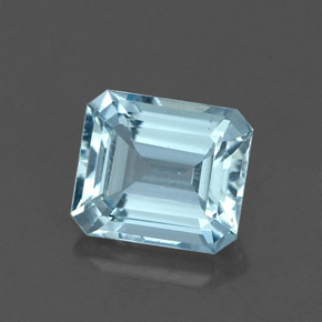Aguamarina azul natural de 1,64 ct, corte esmeralda, VVS