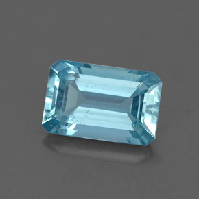 Aguamarina Azul claro natural de 1.30 ct, corte esmeralda, VS-SI