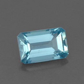 Aguamarina Azul claro natural de 1.30 ct, corte esmeralda, VS-SI