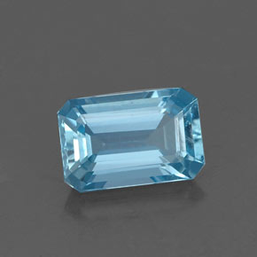 Aguamarina azul natural de 1,17 ct, corte esmeralda, VVS
