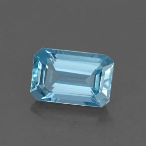 Aguamarina azul natural de 1,17 ct, corte esmeralda, VVS