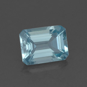 Aguamarina azul natural de 1,26 ct, corte esmeralda, VS