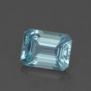 Aguamarina azul natural de 1,26 ct, corte esmeralda, VS