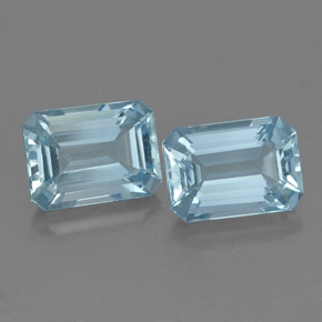 Gemas de aguamarina azul natural de  ct, corte esmeralda, VVS