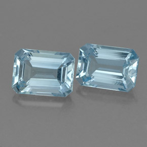 Gemas de aguamarina azul natural de  ct, corte esmeralda, VVS