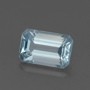 Aguamarina azul natural de 1,35 ct, corte esmeralda, VVS