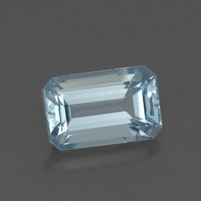 Aguamarina azul natural de 1,35 ct, corte esmeralda, VVS