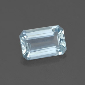 Aguamarina azul natural de 0,84 ct, corte esmeralda, VVS