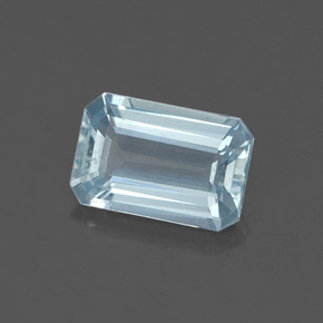 Aguamarina azul natural de 0,84 ct, corte esmeralda, VVS