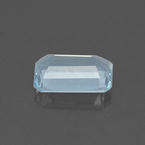 Aguamarina azul natural de 0,84 ct, corte esmeralda, VVS