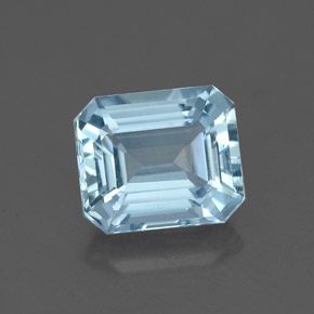 Aguamarina azul natural de 1,23 ct, corte esmeralda, VVS
