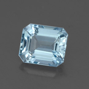 Aguamarina azul natural de 1,23 ct, corte esmeralda, VVS