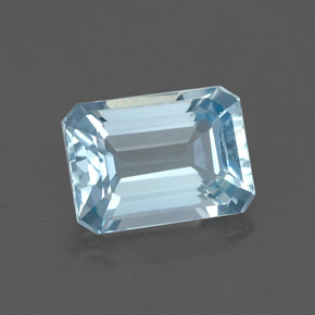 Aguamarina Azul claro natural de 1.26 ct, corte esmeralda, VVS