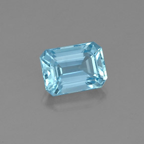 Aguamarina Azul claro natural de 1.27 ct, corte esmeralda, VS-SI