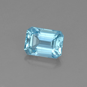 Aguamarina Azul claro natural de 1.27 ct, corte esmeralda, VS-SI