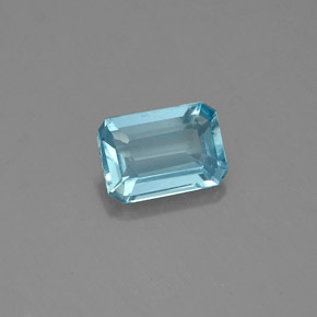 Aguamarina azul natural de 0,64 ct, corte esmeralda, VS-SI