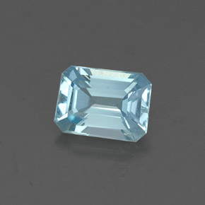 Aguamarina azul natural de 0,48 ct, corte esmeralda, VVS-VS