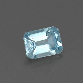 Aguamarina azul natural de 0,48 ct, corte esmeralda, VVS-VS