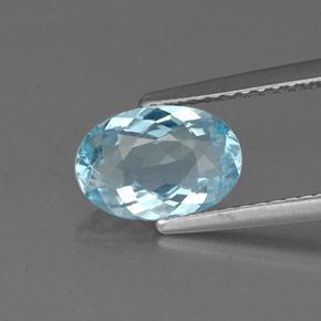 Aguamarina Azul claro natural de 1.36 ct, Corte Óvalo, VVS-VS