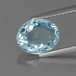 Aguamarina azul natural de 1,74 ct, corte óvalo, IF