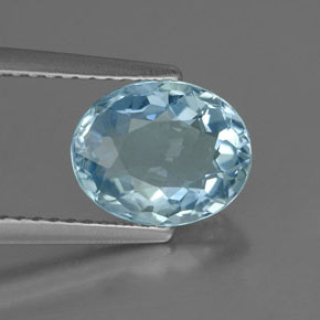 Aguamarina azul natural de 1,74 ct, corte óvalo, IF