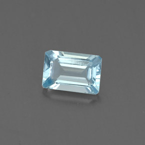 Aguamarina azul natural de 0,54 ct, corte esmeralda, VVS-VS