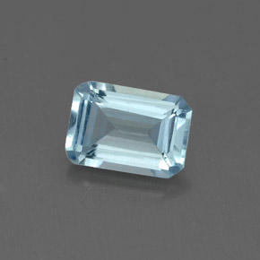 Aguamarina azul natural de 0,84 ct, corte esmeralda, VS