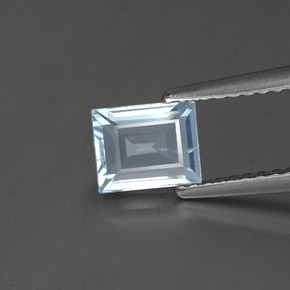 Aguamarina azul natural de 0,76 ct, baguette, SI